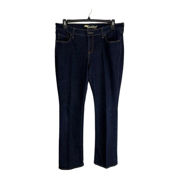 Old Navy Womens Jeans Adult Size 14 Sweetheart Dark Wash Mid Rise Stretch - Picture 1 of 12